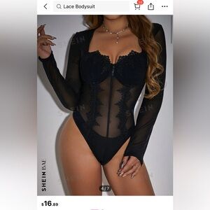 Lace and mesh bodysuit